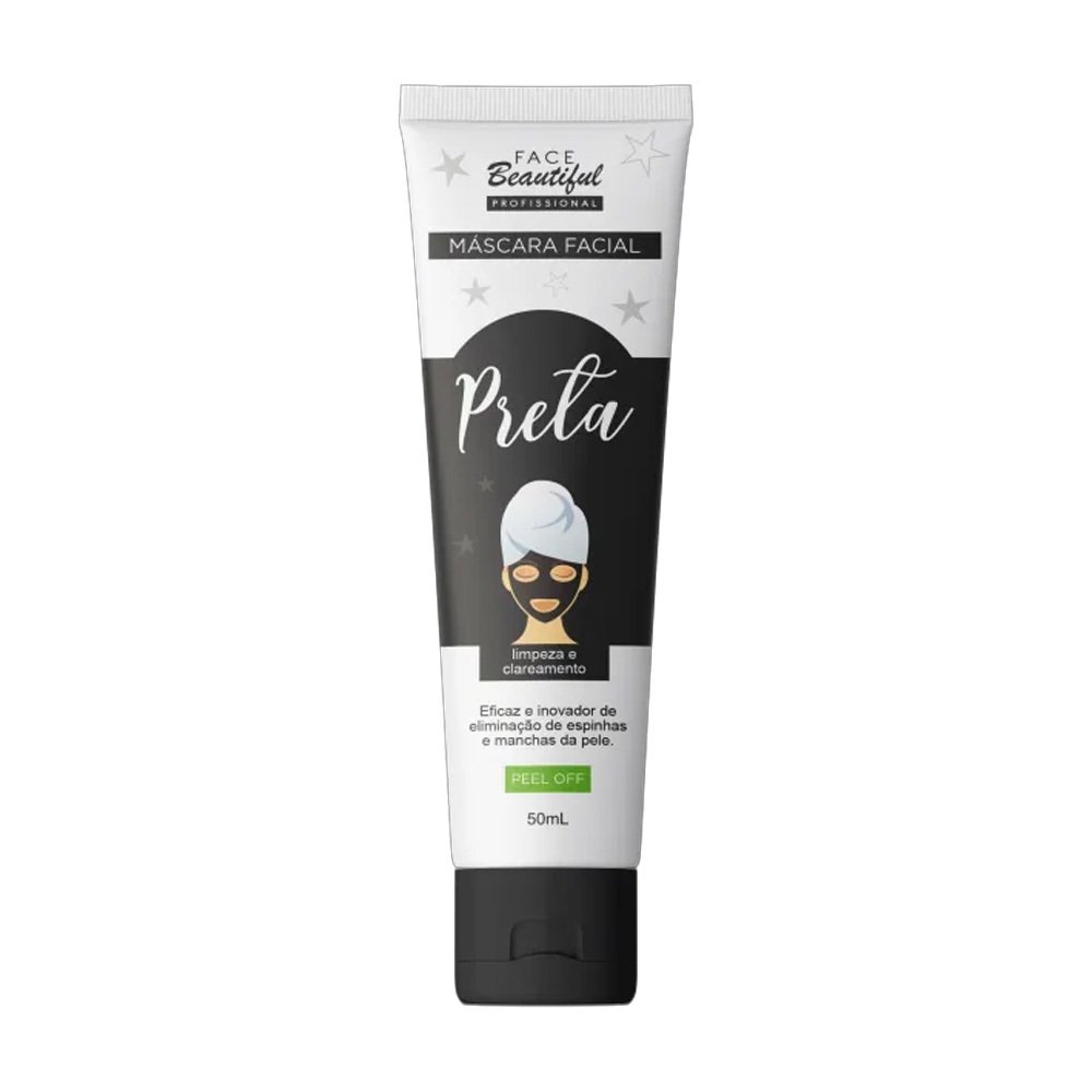 Máscara Facial Argila Preta Peel Off  Bisnaga Face Beautiful 50ml