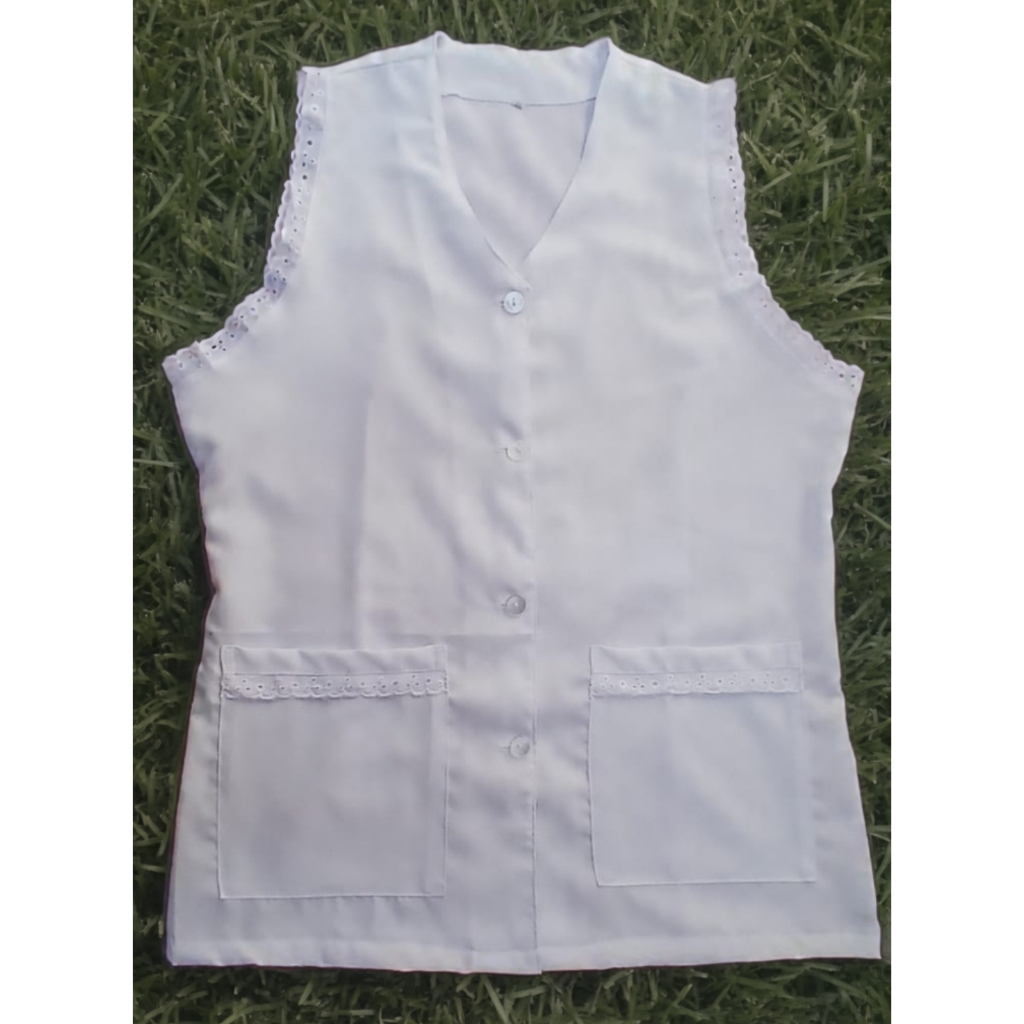 Avental Jaleco Branco com Renda Branca Para Professora