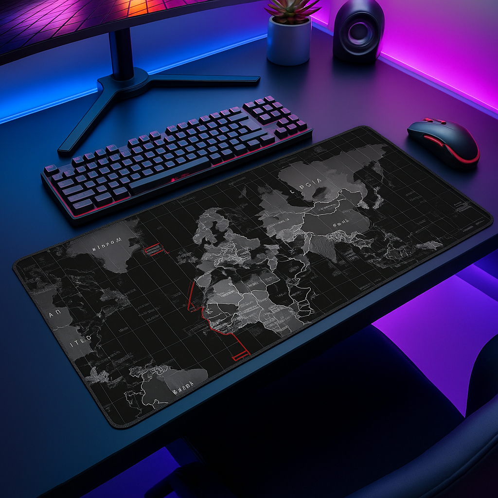 MousePad Speed 70X30 Grande Borda Costurada Anti Derrapante Gamer Estampa Mapa Periférico