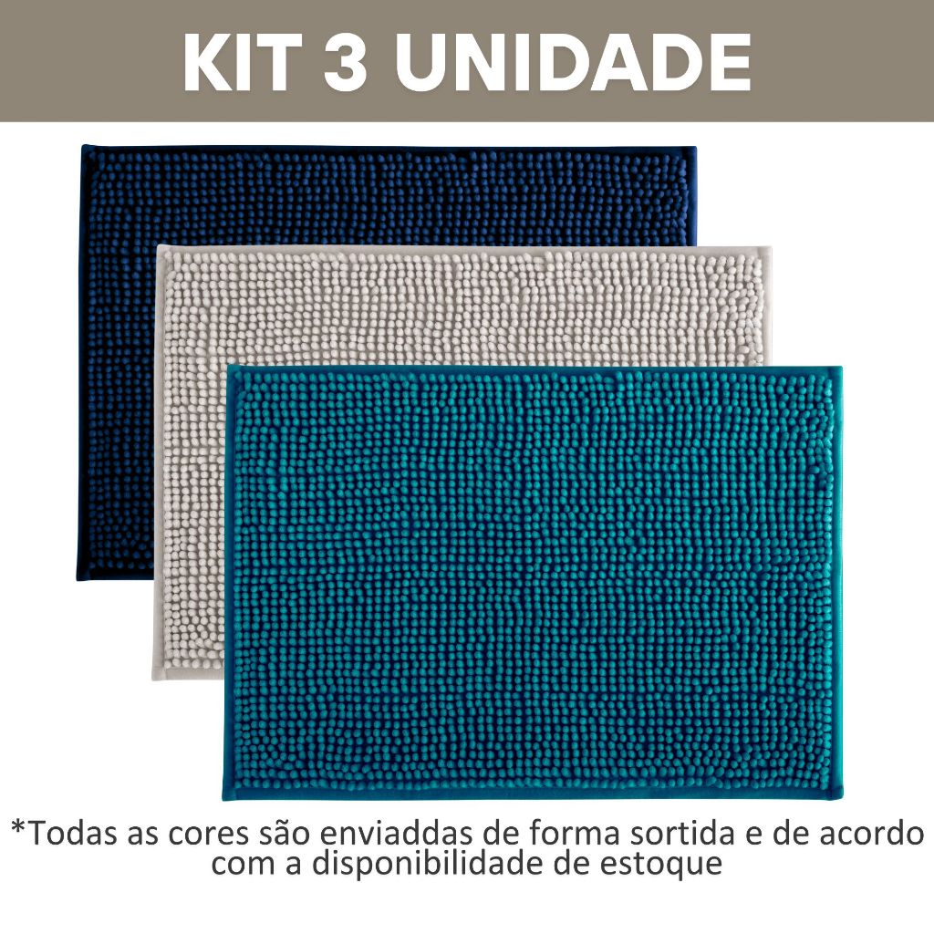 Kit 3 Tapete Bolinha Banheiro Microfibra Dedinho Antiderrapante Alta Absorção Macio 38 X 58cm em Oferta na Shopee