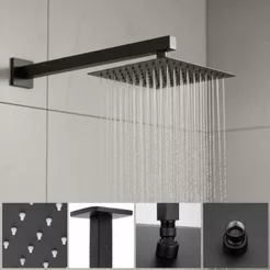 Ducha Chuveiro Inox Quadrada 30 x 30cm Parede e Teto Com Braço 30cm Preto ou Cromado