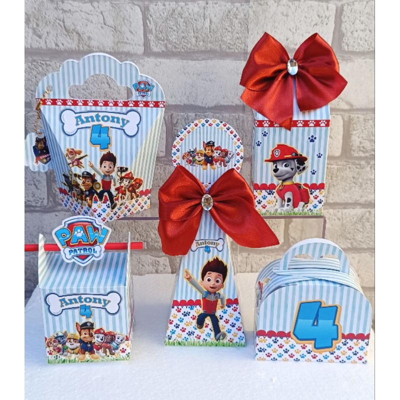 KIT CAIXINHAS PERSONALIZADAS TURMA PATRULHA CANINA (PEGUE E MONTE) LEMBRANCINHA DE FESTA / ANIVERSÁRIO