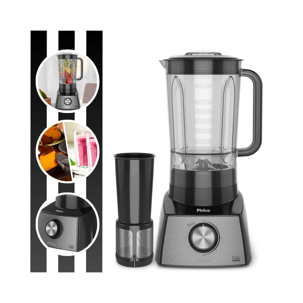 Liquidificador Potência de 1150w PLQ1411P 4 Velocidades 2,7l Philco