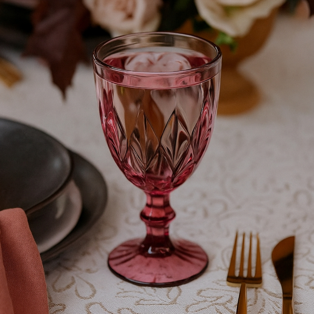 Jogo 6 Taças Vidro Diamond Bico Jaca Abacaxi Conjunto Taça Para Água Vinho Tinto Suco Diamante