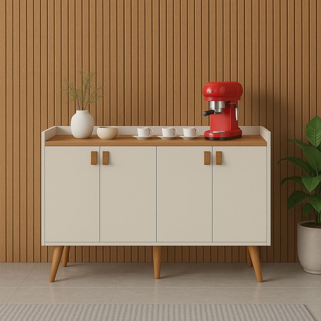 Aparador Buffet Retrô Cantinho Do Café Decoração Sala De Jantar 2,3,4 Portas Luana Cores P...