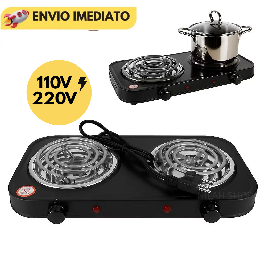 Fogão Portátil Fogareiro Elétrico 2 Bocas Portátil  Camping Viagem Cooktop Cozinha 2000W  110V 220V em Oferta na Shopee