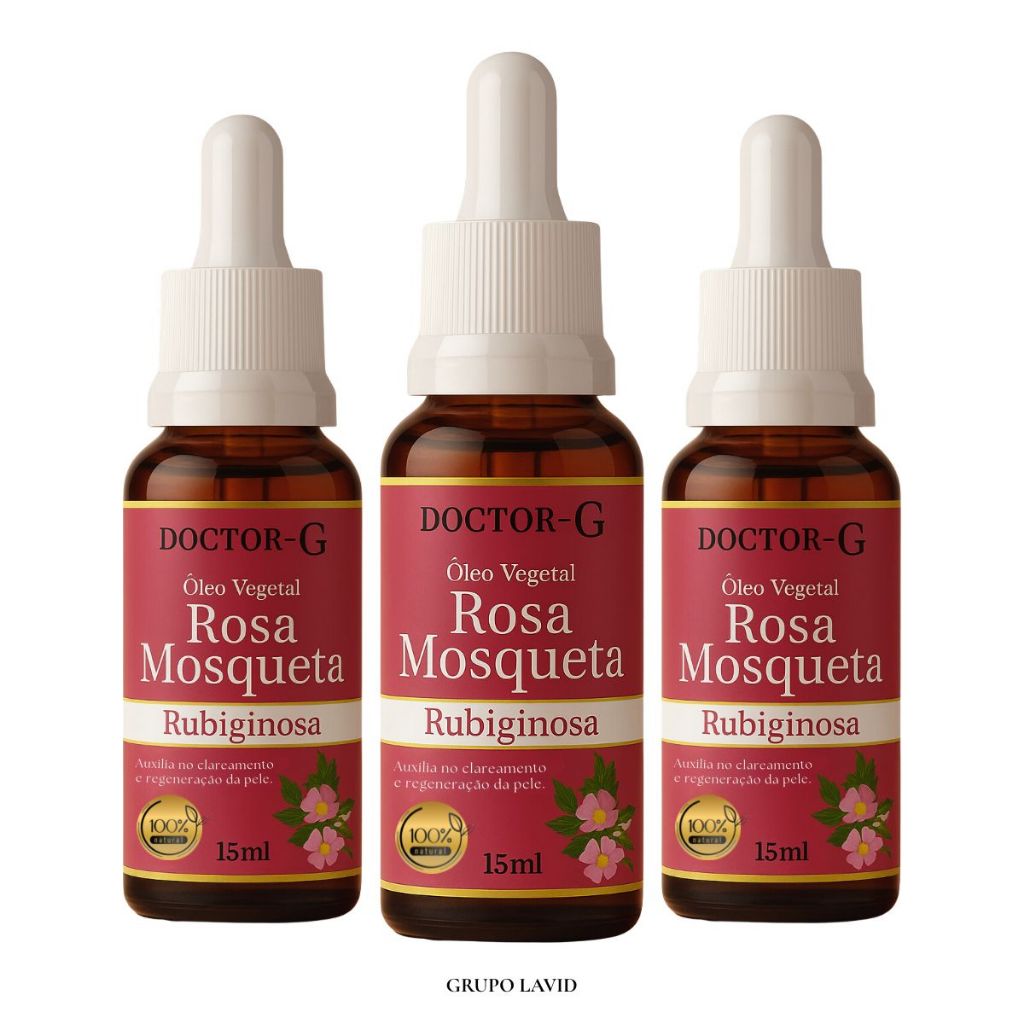 Kit 3 Óleo Vegetal de Rosa Mosqueta Rubiginosa | Prensado a Frio,  Natural 15ml