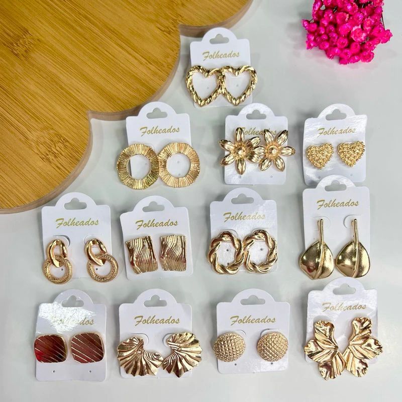 Kit 10/20/40 Pares Brincos Sortidos Atacado Banhado a Ouro18k e Prata925 Kit Revenda em Oferta na Shopee