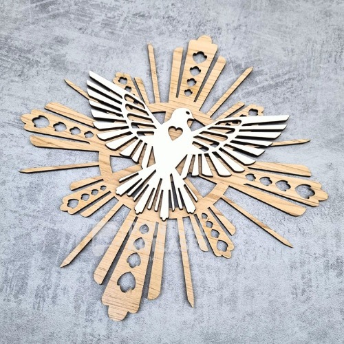 Mandala Espírito Santo Divino em MDF Decoração Religiosa Para Porta Parede