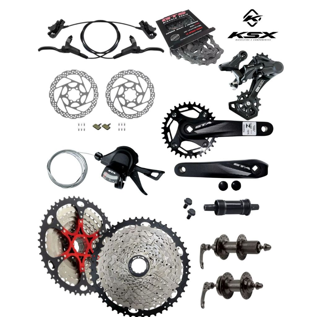 Kit Completo Grupo 12v GTA Bike Mtb K7 11x50 C/ Cubos e Freios Hidráulicos em Oferta na Shopee