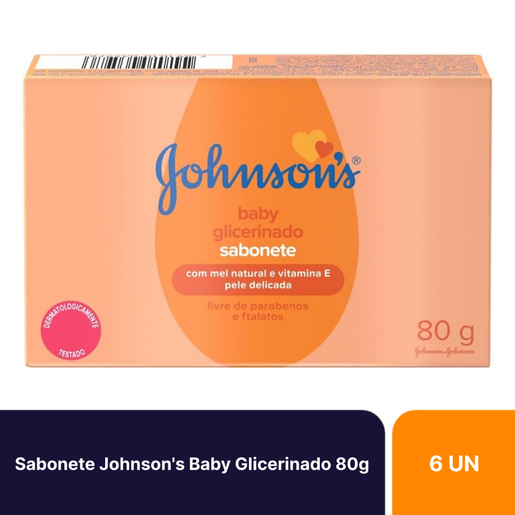 Kit 6un Sabonetes Em Barra Johnson's Baby Glicerinado 80g
