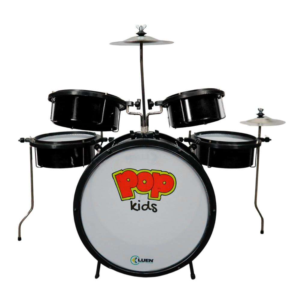 Bateria Acústica Infantil Completa Luen Pop Com Acessórios Cor Preto Fosco