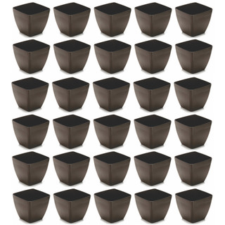 Jogo 30 Vasos Quadrado 750ml Vaso Pequeno PRETO Elegance Jardim Flores Vaso Plástico Sem Borda