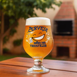 Taça de Vidro Beer Master com Cerveja Não Há Tristeza 380ml - Ruvolo