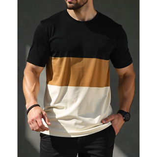 Camiseta Masculina Tricolor 100% Algodão Street Wear em Oferta na Shopee