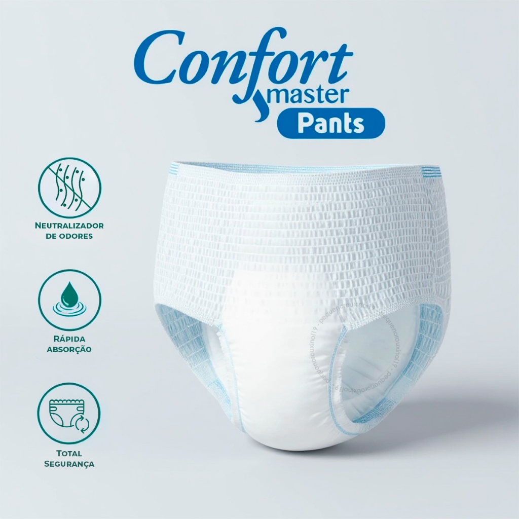 Fralda Geriátrica Descartável Confort Master Pants Calcinha Cueca 16 Unidades P/M G/EG Incontinência