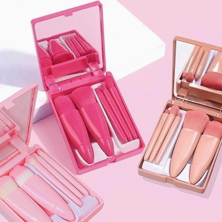 Kit Pincel Maquiagem Bolsa Estojo E Espelho Cerdas Macias em Oferta na Shopee