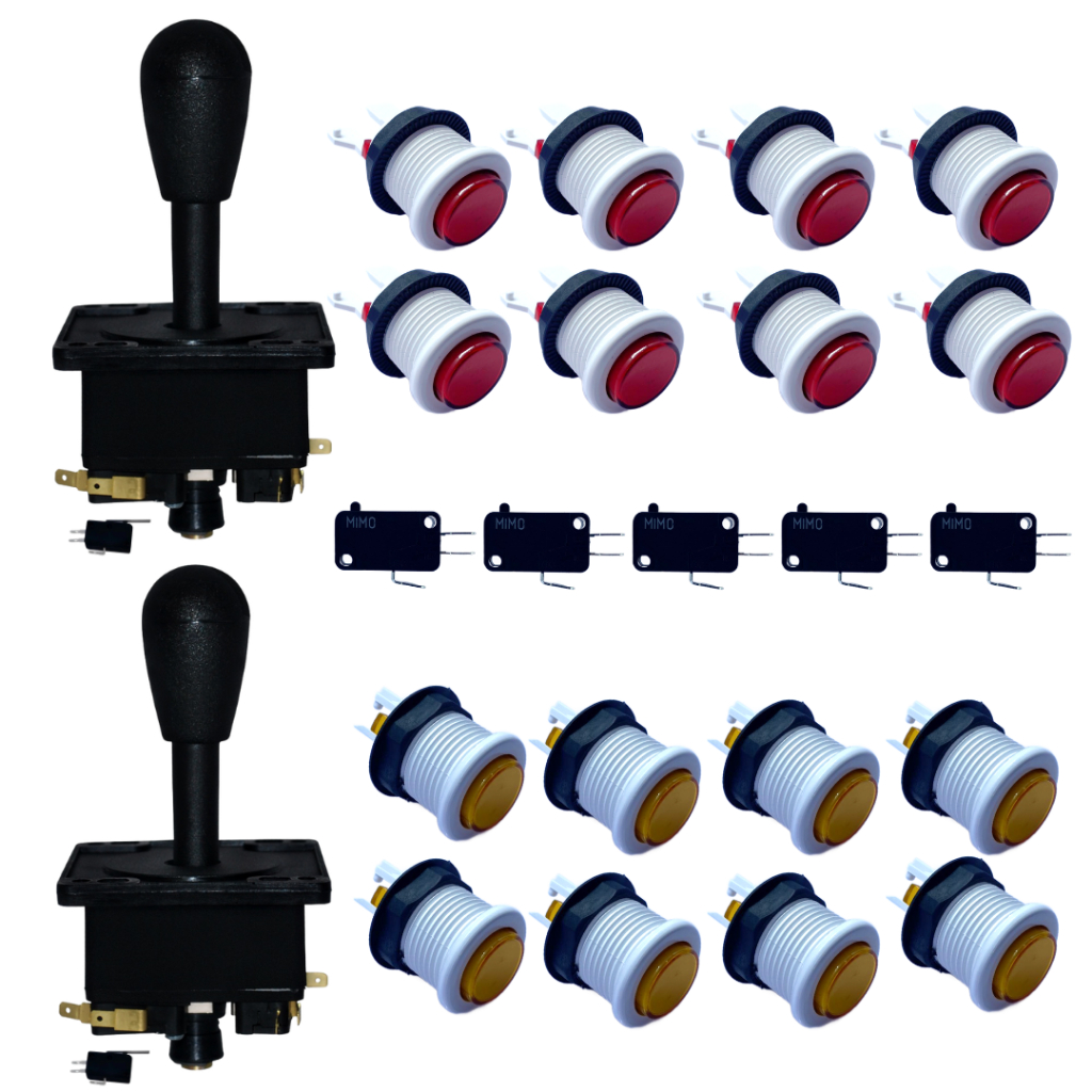 Kit 16 Botões Acrílico Arcade Fliperama 2 Comandos Joystick