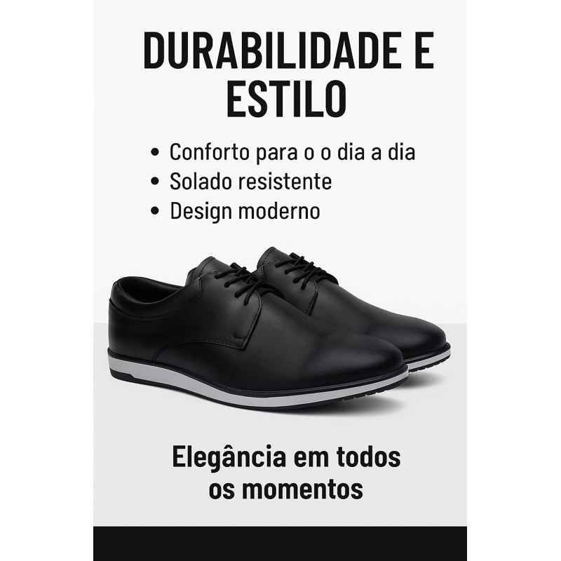 Sapato Oxford Masculino | Casual e Social | Conforto + Estilo Clássico