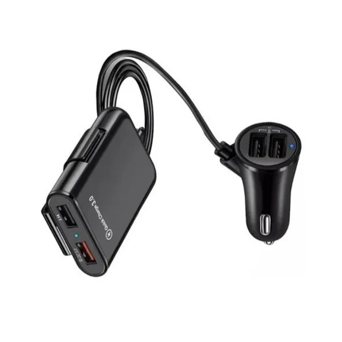 Carregador veicular automotivo 4x portas USB carregamento rápido extensão 1.8M 36W 8A — imagem 2 de 2