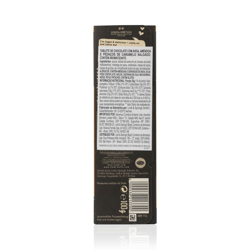 Detalhes do Barra de Chocolate Lindt Hello Vegan Salted Caramel 100g