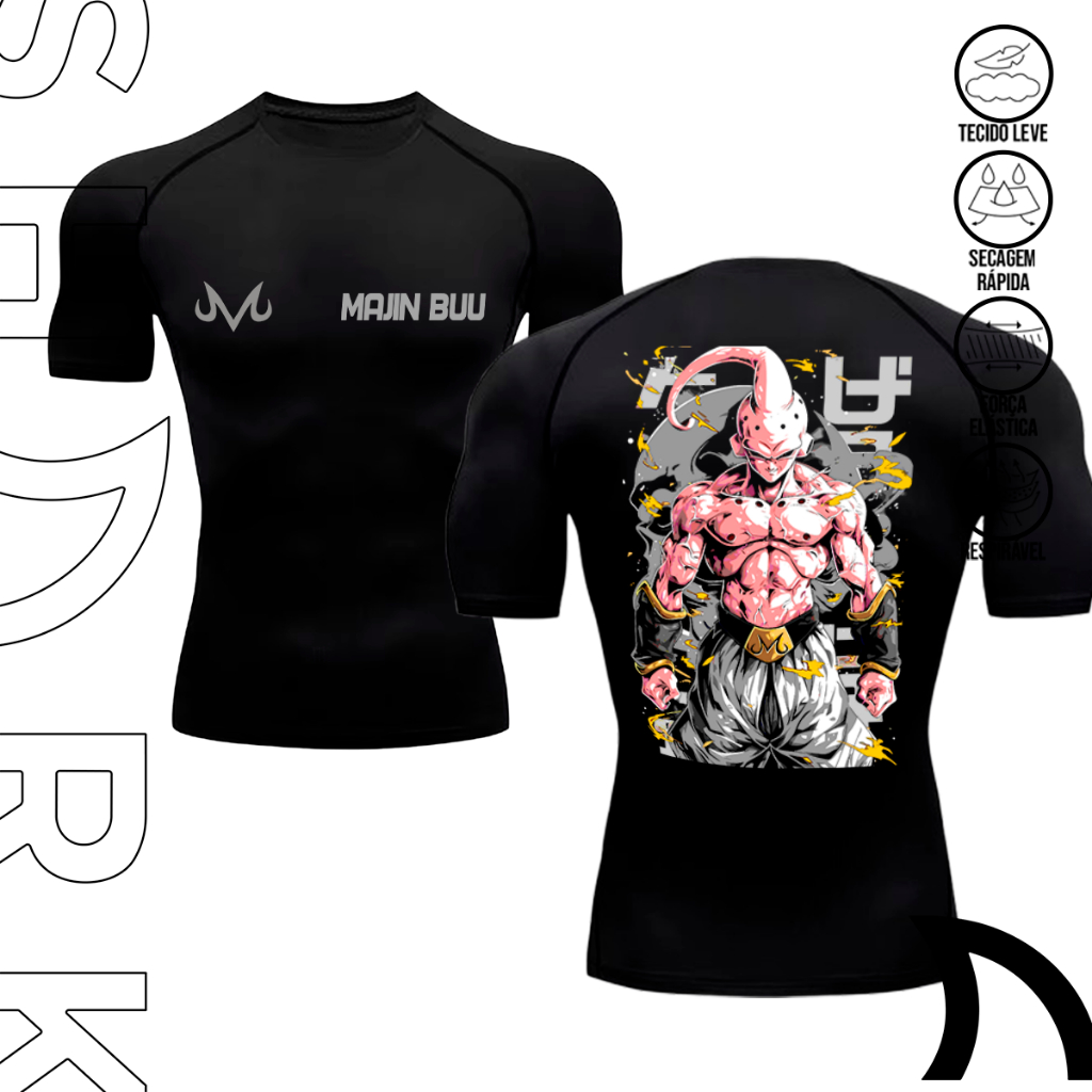 Camiseta Compressão Masculina Apertada Masculina Esportiva Atletica Treino Academia Majin Boo Gym