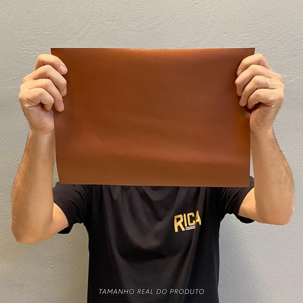 Painel de Couro Legítimo Tipo Fly 25x35cm – Placa Natural e Macia Retalho 10/12 linhas - Cor: Âmbar