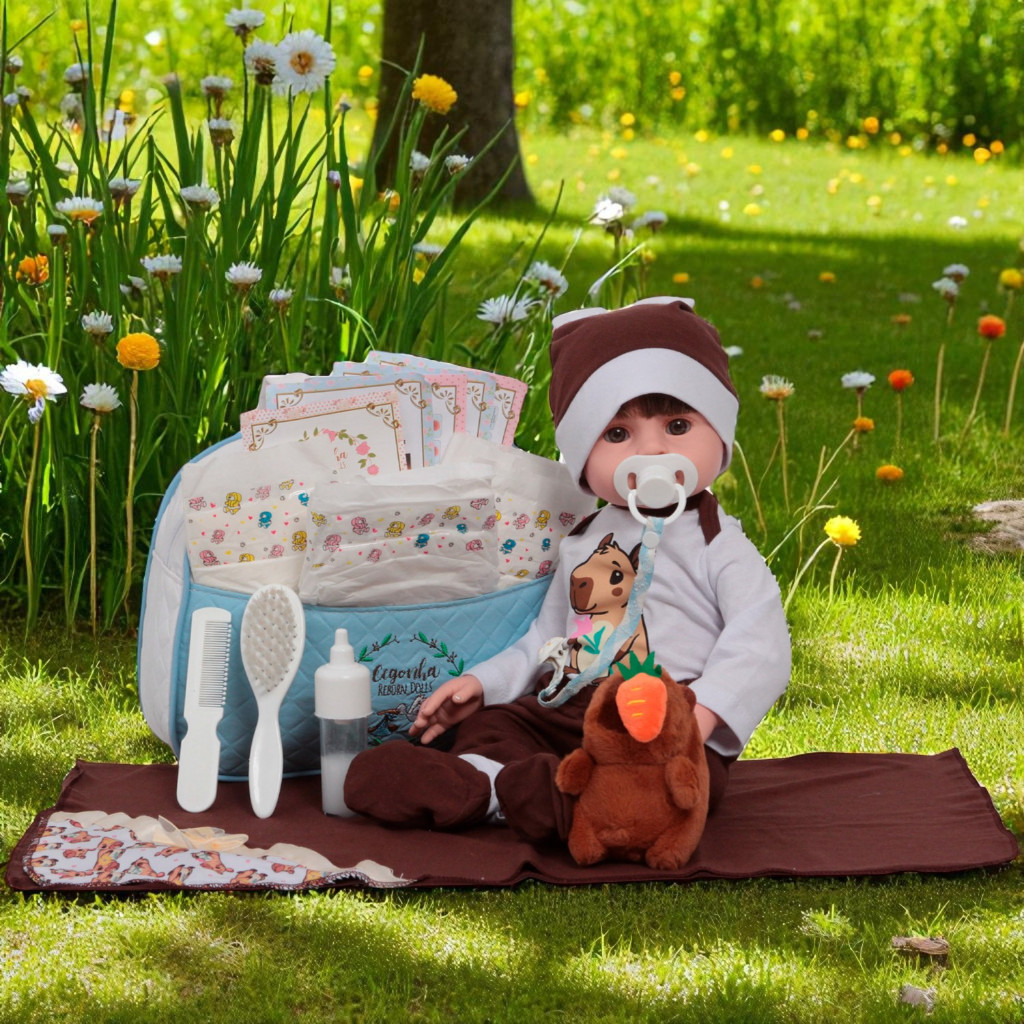 Bebê Tipo Rebon Masculino 46cm Capivara Corpo 100% Vinil