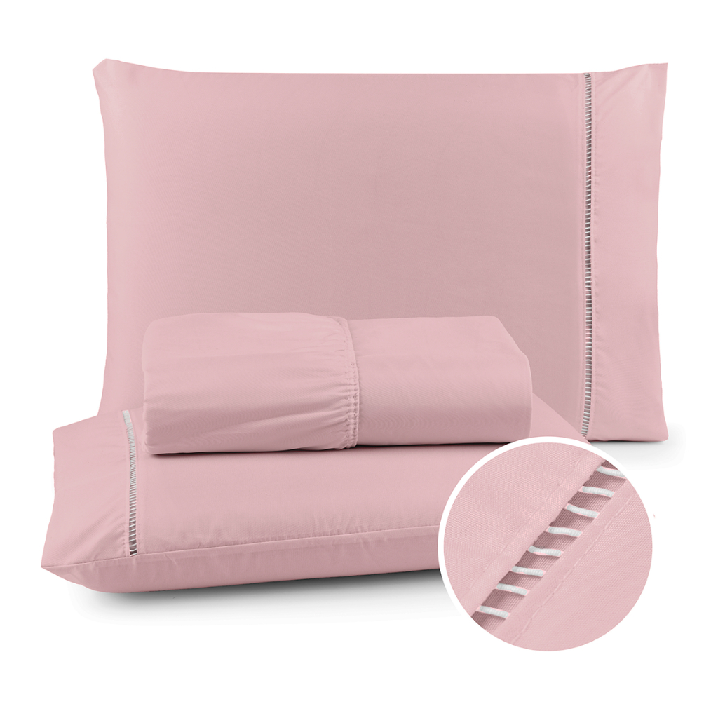 Jogo De Lençol 3 Peças Micropercal Solteiro Casal Queen 400 Fios Ponto Palito em Oferta na Shopee