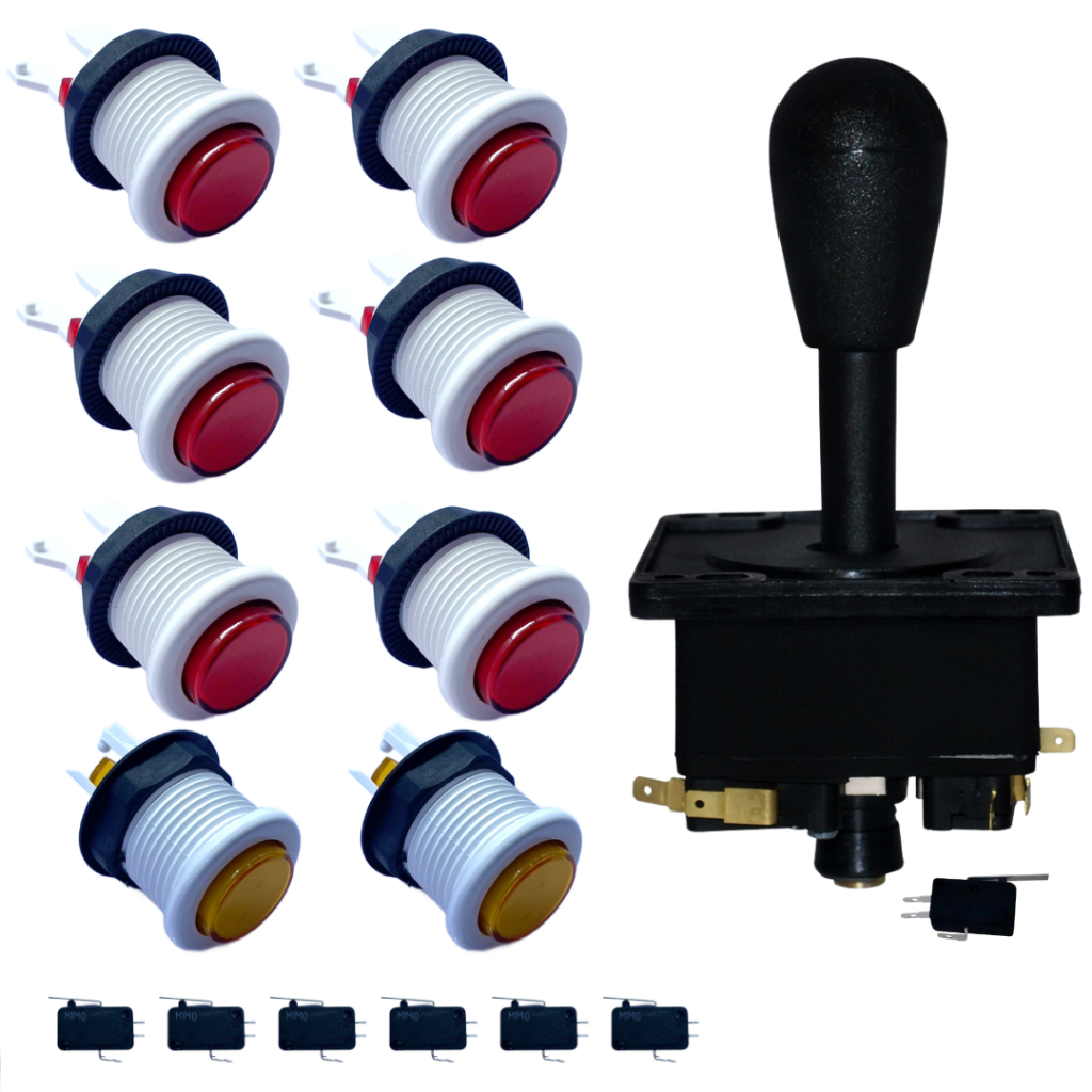 Kit 1 Controles Joystick 8 Botões Acrílico Arcade Fliperama Com Micro