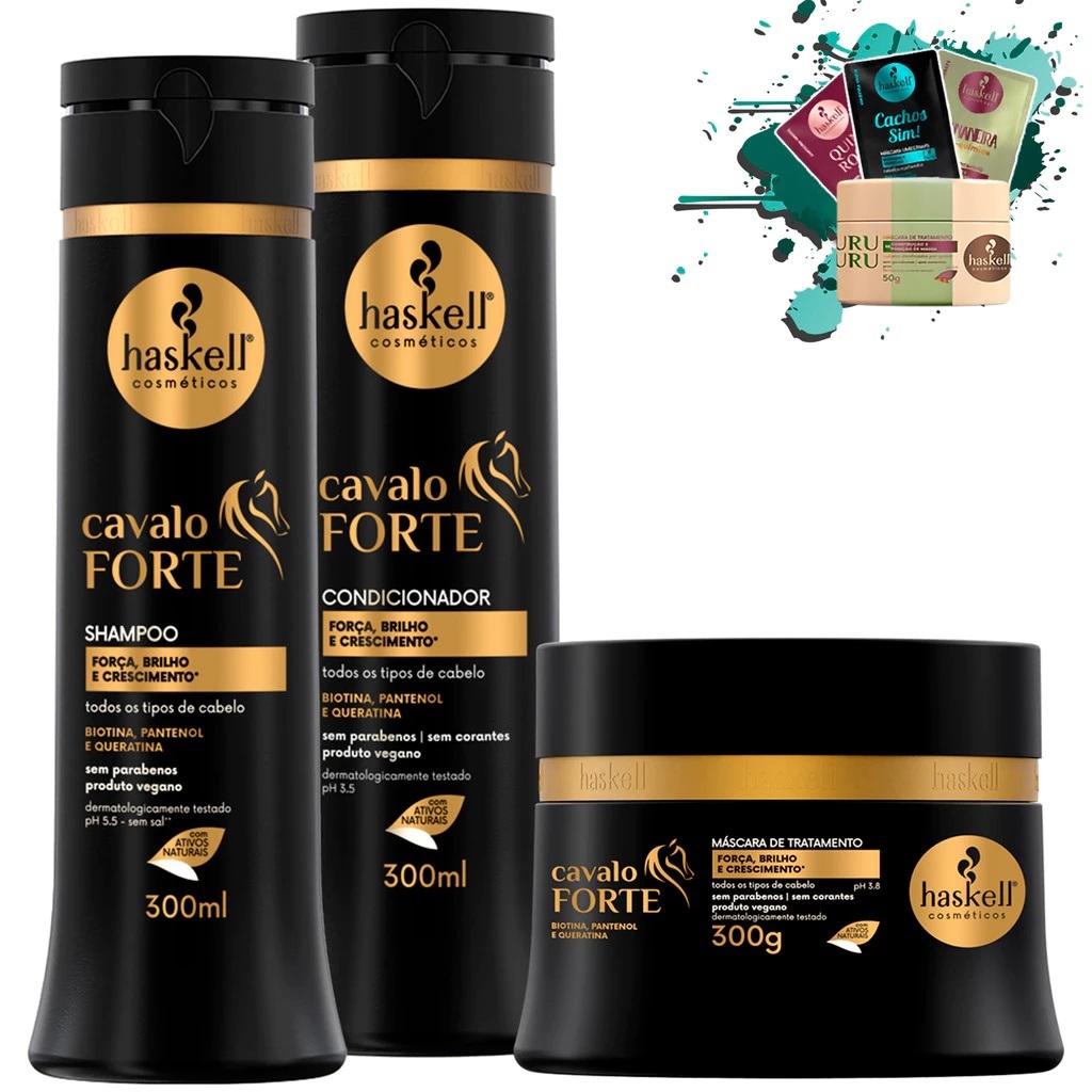 Shampoo Condicionador Mascara 300gr Cavalo Forte Haskell