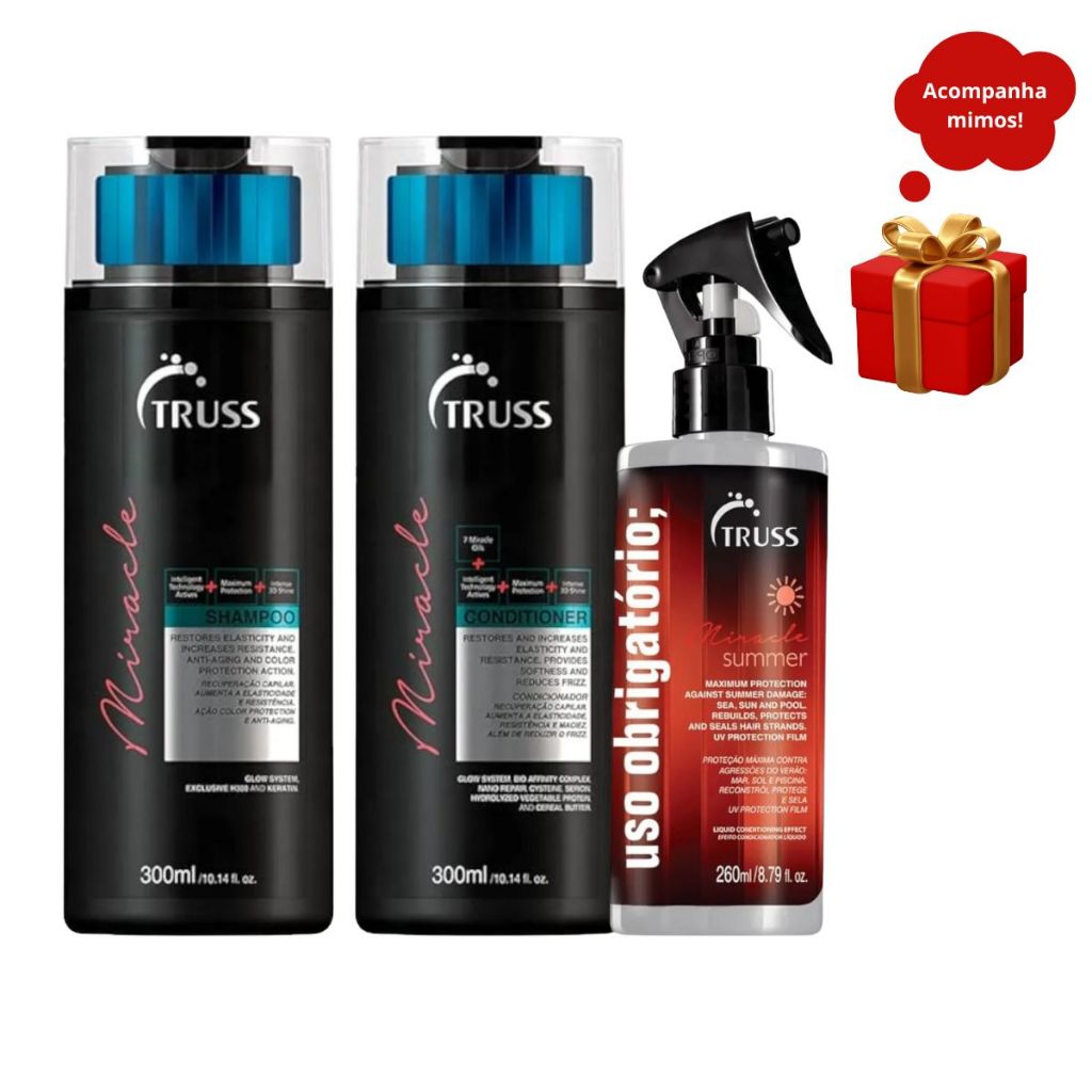 Truss Miracle  Shampoo e Condicionador 300ml+Summer Miracle 260ml