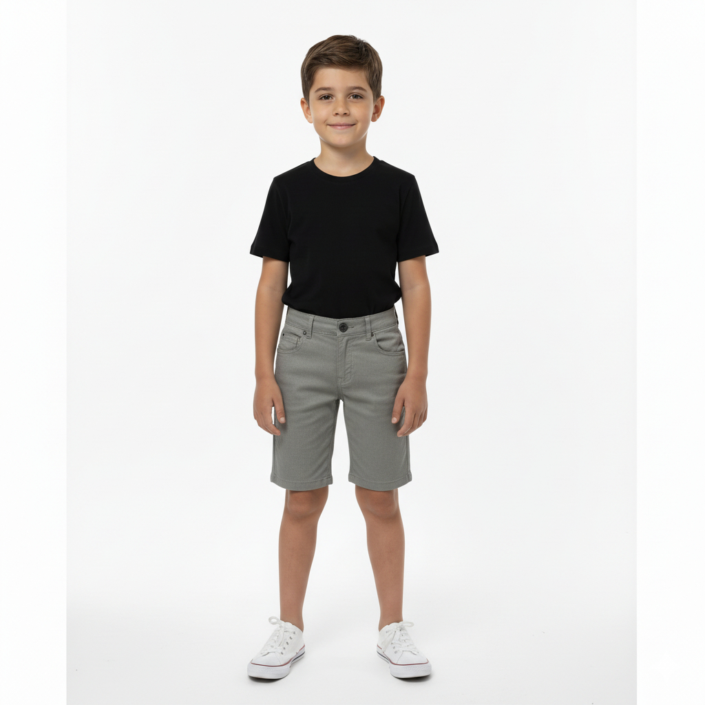 Bermuda Infantil Menino Ogochi Essencial Color Verde Seco Sarja com Elástico