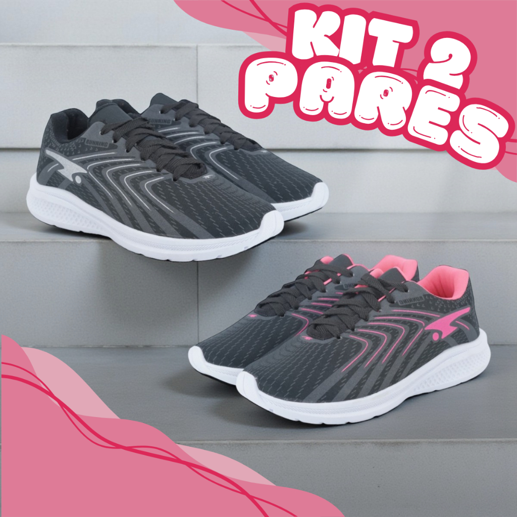 KIT 2 PARES Tênis Feminino Caminhada Academia Confortável Ideal Para Corrida, Treino e Uso Diário
