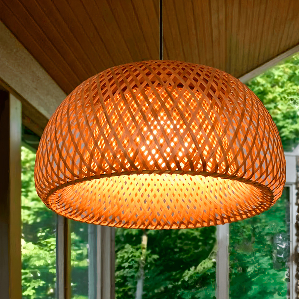Lustre Pendente Teto Bambo Luminaria Rústica Artesenal Decoração Sala Jantar Cozinha
