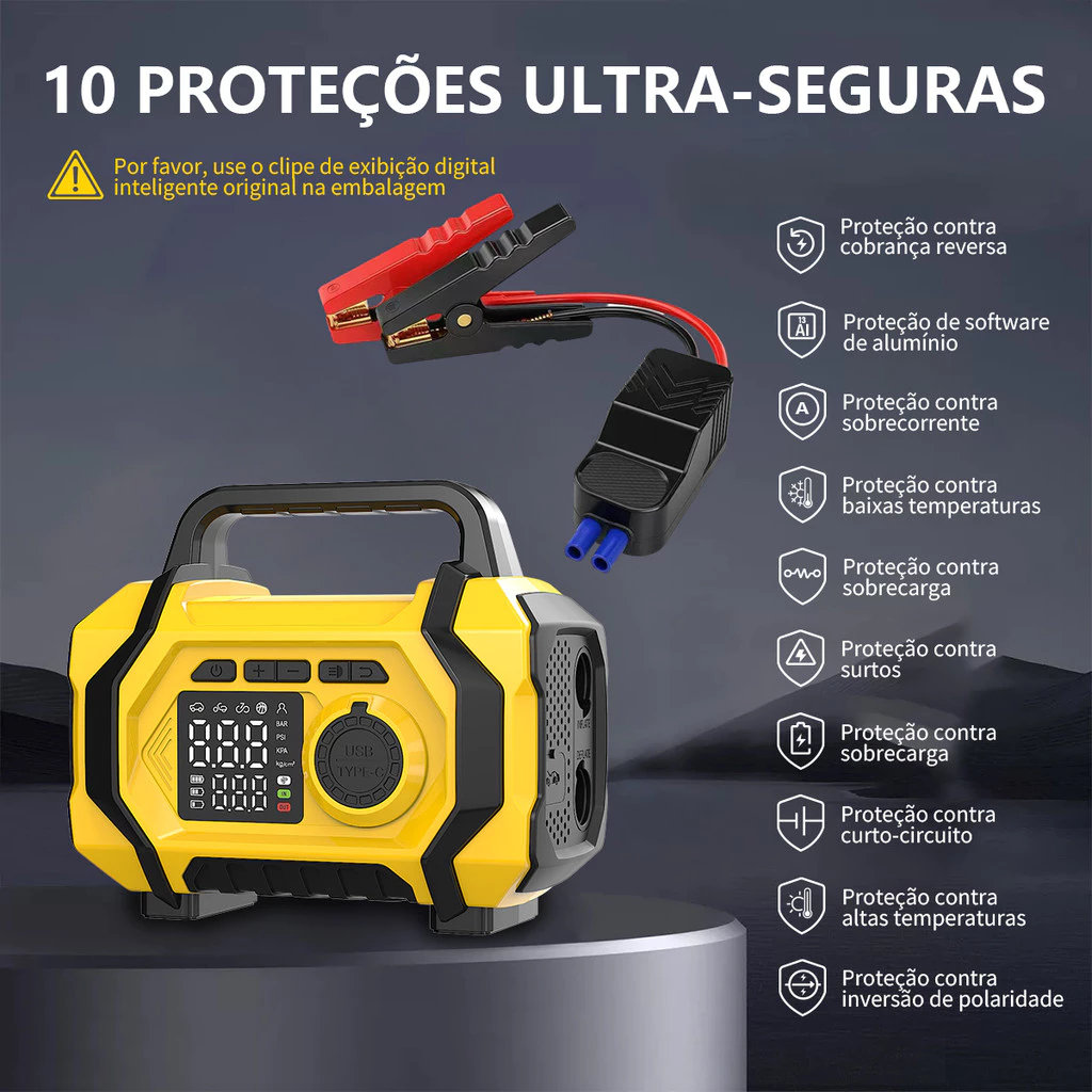 5 em 1 - Auxiliador de Partida Compressor Ar PowerBank Led 8000 mAh 3500 Pa 6 Funções Carro · foto 2