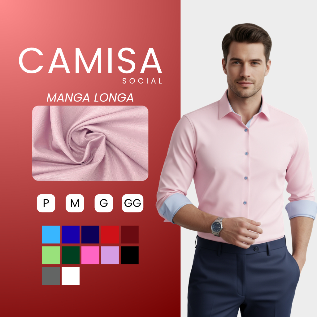 Camisa Social Manga Longa Camisa Masculina Social Microleve Blusa Social Tecido Não Amassa Camiseta Social Slim Fit