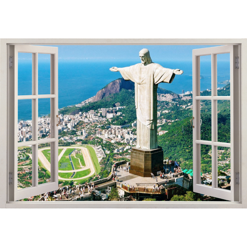 Adesivo Decoração Janela Paisagem Cristo Redentor Rio De Janeiro - Imita Janela