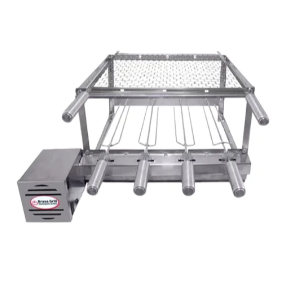 Grill Churrasqueira 4 espetos Inox + Grelha Chave Seletora Bivolt 127/220v