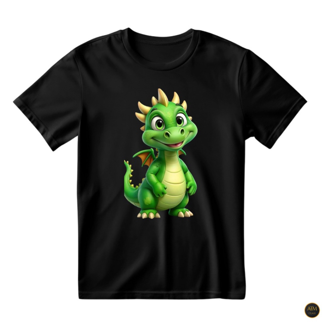 Camisa Infantil Unissex Dinossauro Fofinho Verde Camiseta Estampada 100% Algodão - Envio Imediato