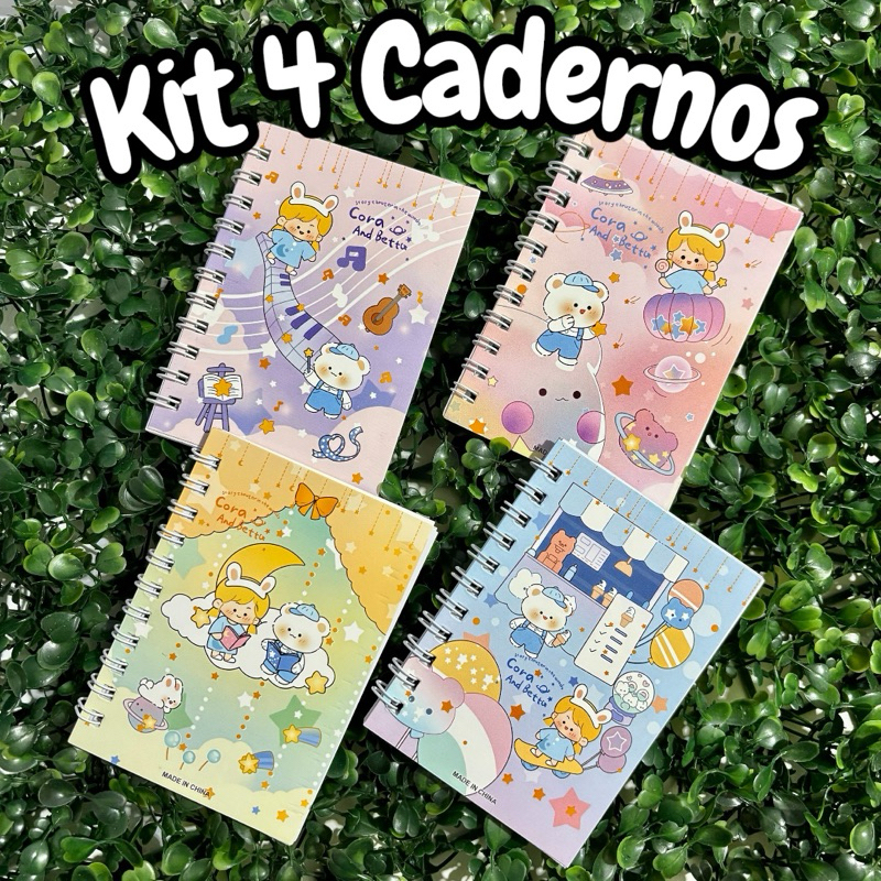Kit 4/8/12 Mini Cadernos Pequeno anotações kawaii Espiral A7 Lembrancinha Papelaria fofa e criativa