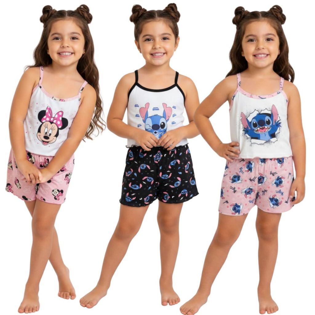 Short Doll Cropped Ondinha Infantil / Baby Doll Suede / Pijama Personagens em Oferta na Shopee