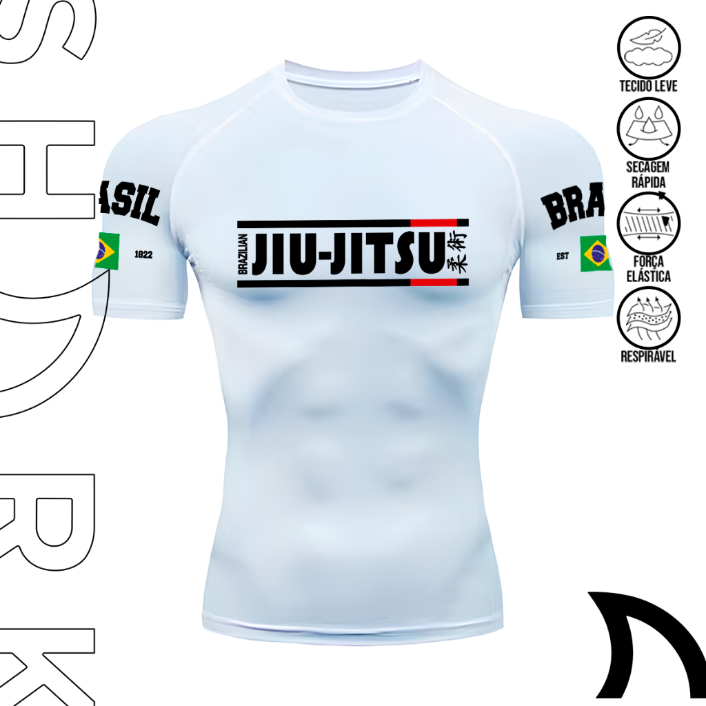 Camiseta Compressao Masculina Apertada Treinamento Jiu Jitsu Luta Artes Marciais Brazilian Gym Academia em Oferta na Shopee