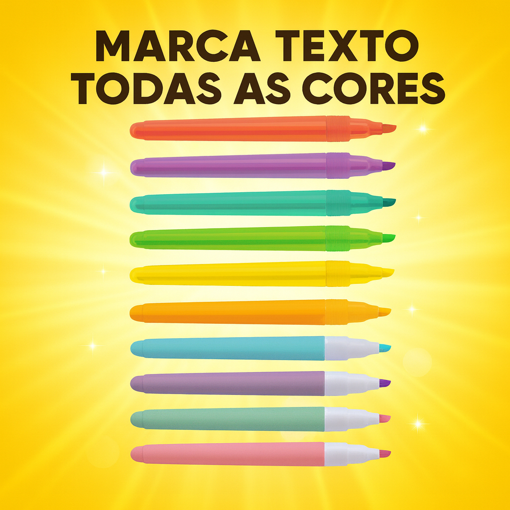 Marca Texto 12 Cores Lumini Lite 6 Cores Neon + 6 Cores Pastel CIS Kit Completo