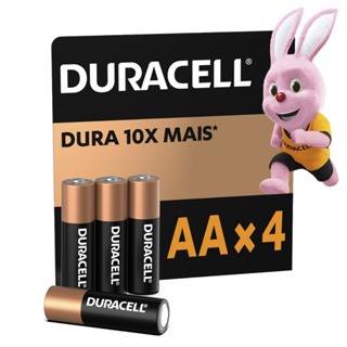Pilha Alcalina AA Pequena Duracell Com 4 Unidades em Oferta na Shopee