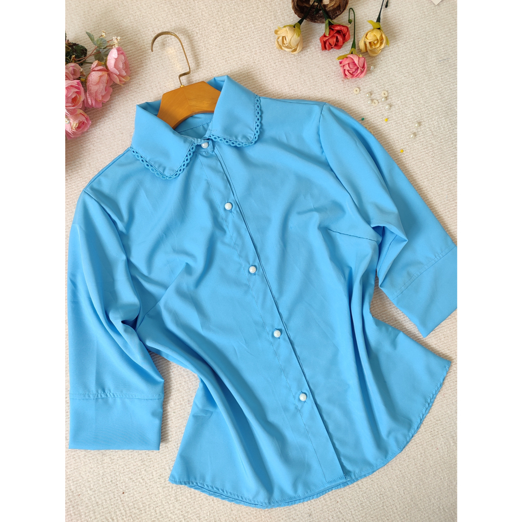 L.L.MODAS FEMININA    camisa social feminina manga 3/4 tecido crepinho em Oferta na Shopee