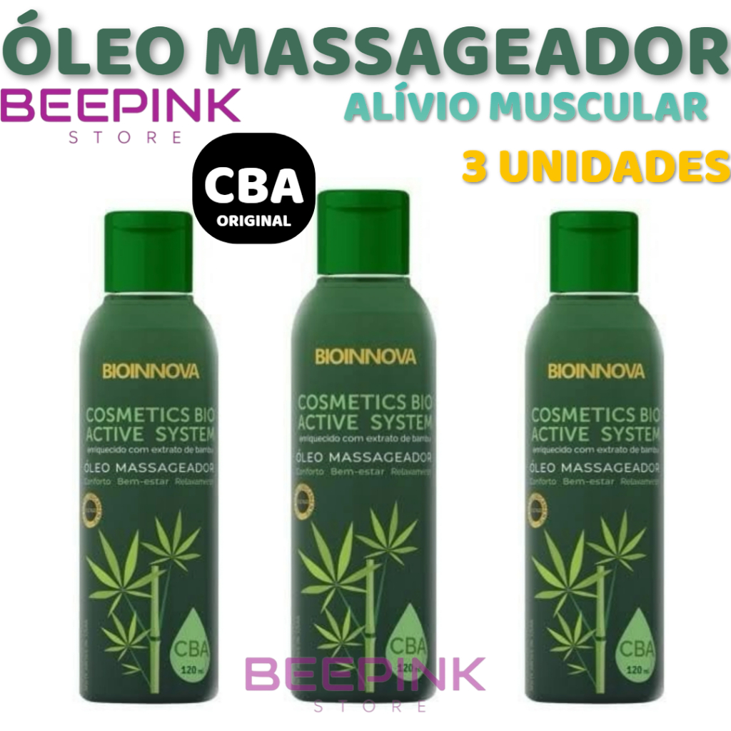 💆‍♂️Kit 3 und Óleo Massageador CBA Active System Bioinnova 🌿 Relaxamento e Alívio Muscular em Oferta na Shopee