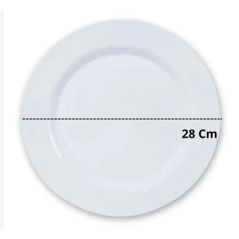 Prato Raso Branco De Melamina 28cm Para Buffet e Comida