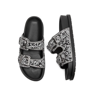 Sandália Birken Papete feminina Fivela ajustável de strass de luxo design MEIJILE em Oferta na Shopee