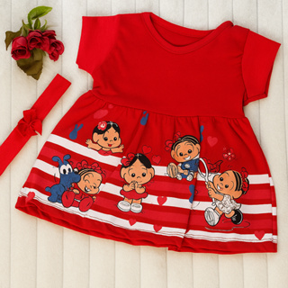 Vestido Bebê Mônica C/ Tiara Conforto e Fofura Tematico Foto Mesversario e Dia a Dia em Oferta na Shopee